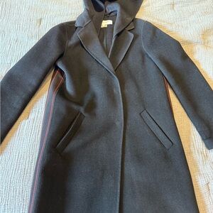 Gerard Darel Black Trench Coat with Red Trim